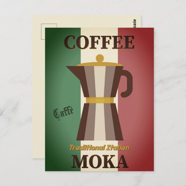 Caffè Moka Italia Flag Kaffee Pot | Postkarte (Vorne/Hinten)