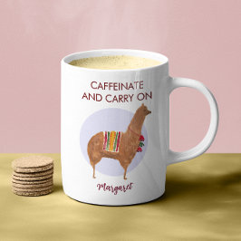 Caffeinate Carry on Llama Alpaca handGezeichnet Ti Kaffeetasse