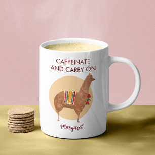 Caffeinate Carry on Llama Alpaca handGezeichnet Ti Kaffeetasse