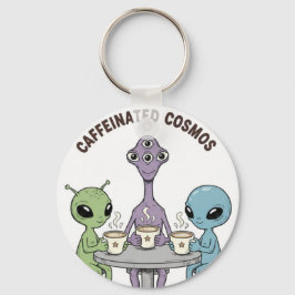 Caffeinated Cosmos Cute Funny Alien Coffee Schlüsselanhänger
