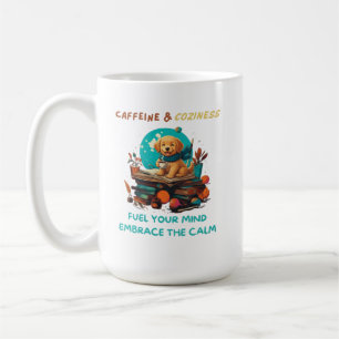 Caffeine & Coziness Golden Retriever Buch Kaffeetasse