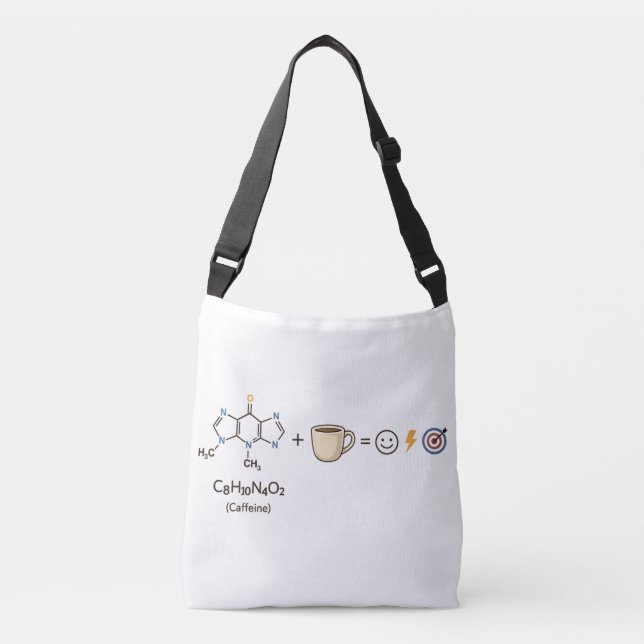 Caffeine Equation Tote Bag–Science Coffee Nerd Bag Tragetaschen Mit Langen Trägern (Vorderseite)