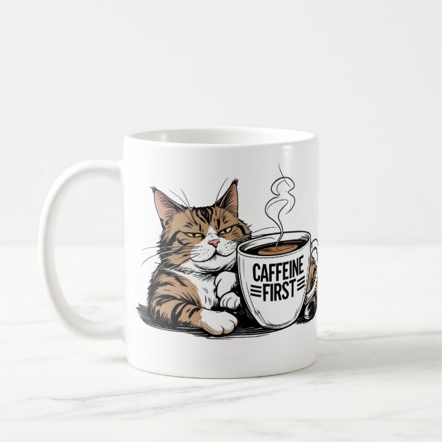 Caffeine First Coffee Mug for Grumpy Coffee Lovers Kaffeetasse (Links)