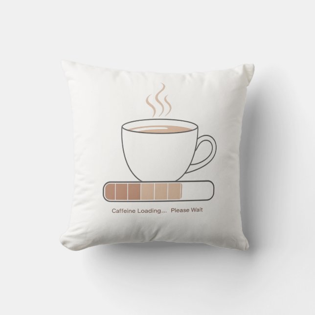 Caffeine Loading -Minimalist Funny Coffee Line Art Kissen (Vorderseite)