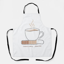 Caffeine Loading -Minimalist Funny Coffee Line Art Schürze