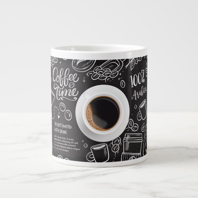 "Caffine Chronicles: Artisanal Keramik Tasse" Jumbo-Tasse (Vorderseite)