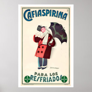 Cafiaspirin Gegen Erkältung Vintage-Werbeplakat Poster