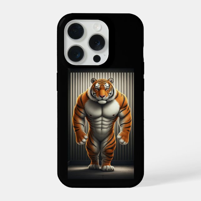 Caged Buff Tiger iPhone 15 pro Fall iPhone Hülle (Rückseite)