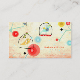 Cages Birds Business Cards Poppies Visitenkarte