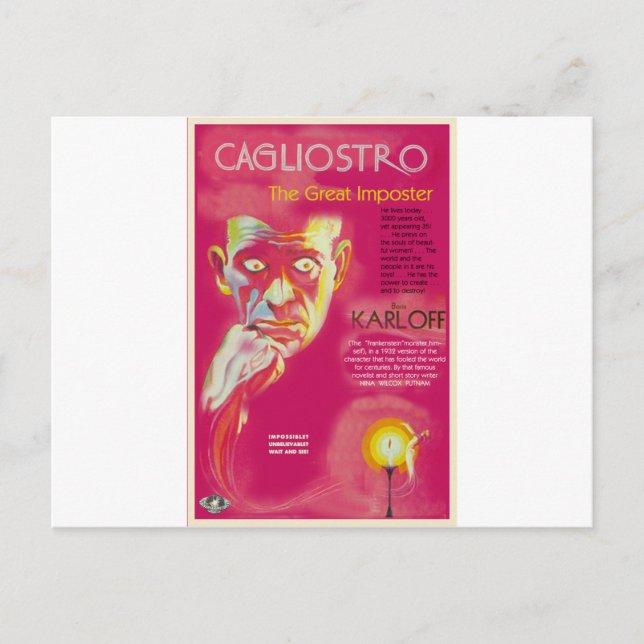 Cagliostro-Filmplakat (Boris Karloff) Postkarte (Vorderseite)