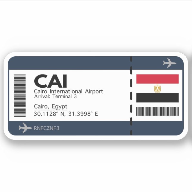CAI Kairo Ägypten Boarding Pass Sticker (Vorderseite)