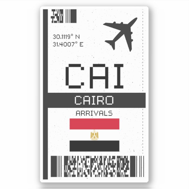 CAI Kairo Boarding Pass - Ägypten Aufkleber (Vorderseite)