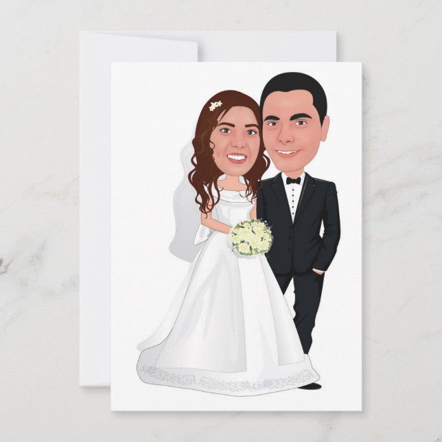 caicature Hochzeitseinladung Einladung (Vorderseite)