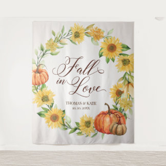 Caída en amor girasoles y calabazas pancartas boda wandteppich