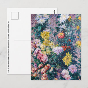 Caillebotte - Chrysanthemen, weiß und gelb Postkarte