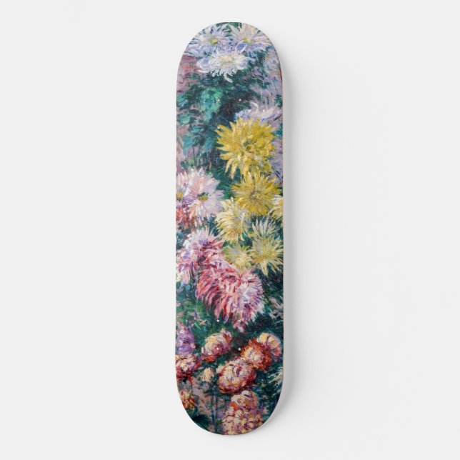 Caillebotte - Chrysanthemen, weiß und gelb Skateboard (Vorderseite)