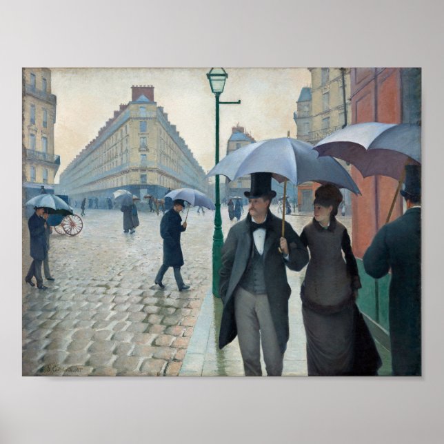 Caillebotte Paris Street Rainy Day Malerei Poster (Vorne)