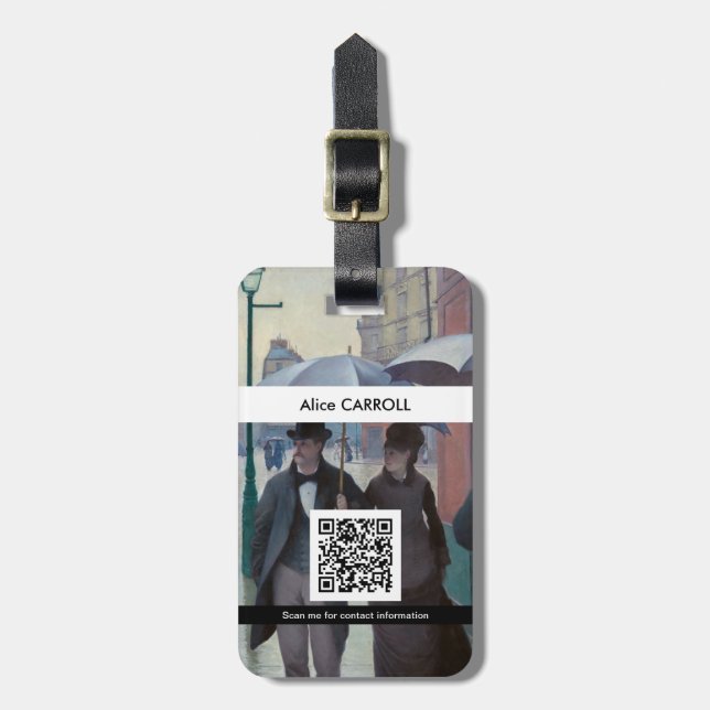 Caillebotte - Paris Street; Rainy Day - QR Code Gepäckanhänger (Vorderseite vertikal)