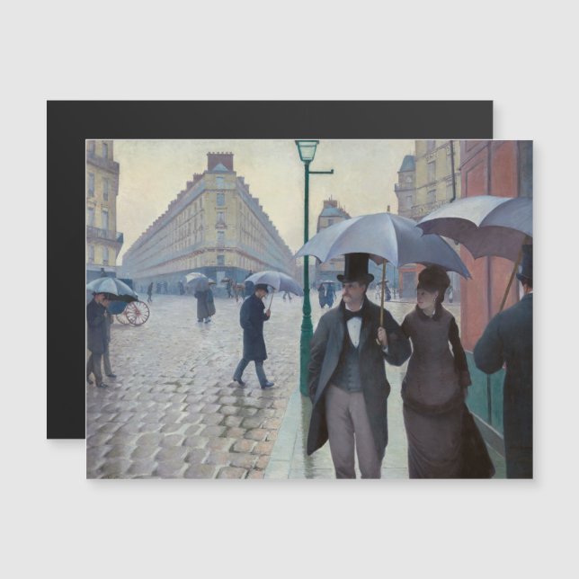 Caillebotte - Pariser Street Rainy Day Magnetic Ca Magnetkarte (Vorne/Hinten)