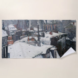 Caillebotte - Rooftops im Schnee Strandtuch