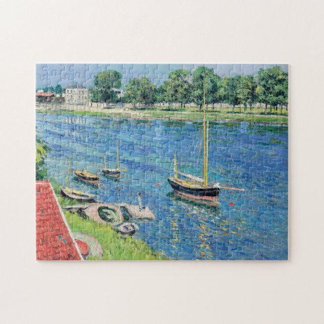 Caillebotte - Seine in Argenteuil, Boote vor Anker Puzzle (Horizontal)