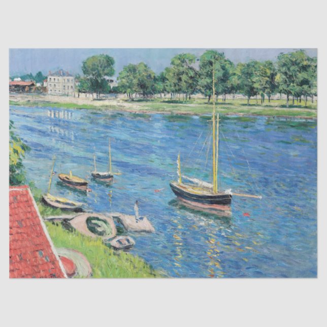 Caillebotte - Seine in Argenteuil, Boote vor Anker Seidenpapier (Vorderseite)