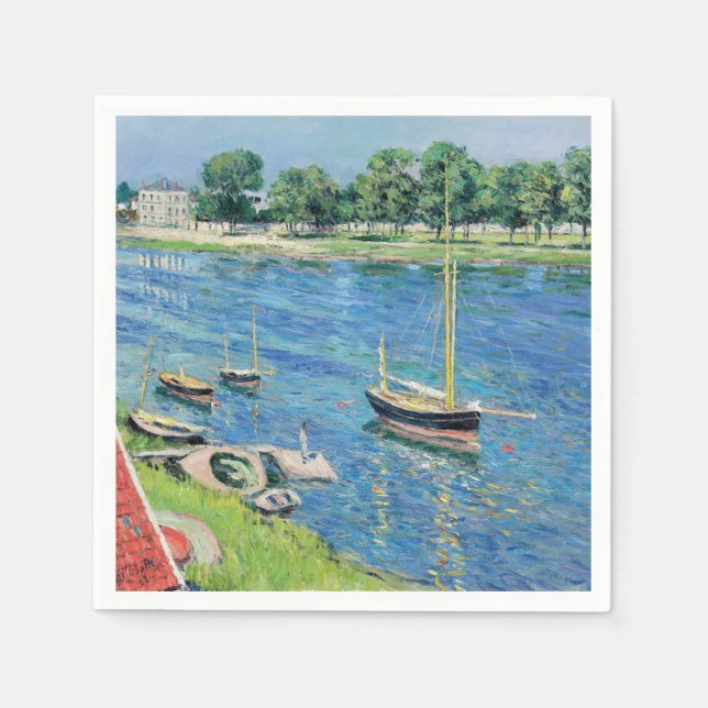 Caillebotte - Seine in Argenteuil, Boote vor Anker Serviette (Vorderseite)