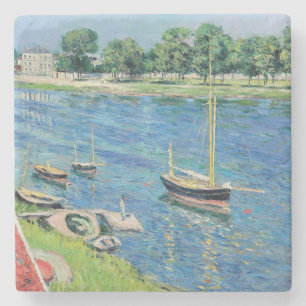 Caillebotte - Seine in Argenteuil, Boote vor Anker Steinuntersetzer