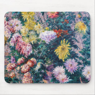 Caillebotte - Weiße und gelbe Chrysanthemen Mousepad