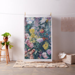 Caillebotte - Weiße und gelbe Chrysanthemen Stoff