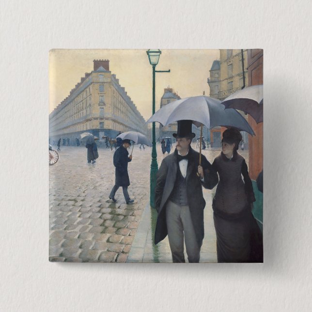 Caillebotte's Rue de Paris, temps de pluie Button (Vorderseite)