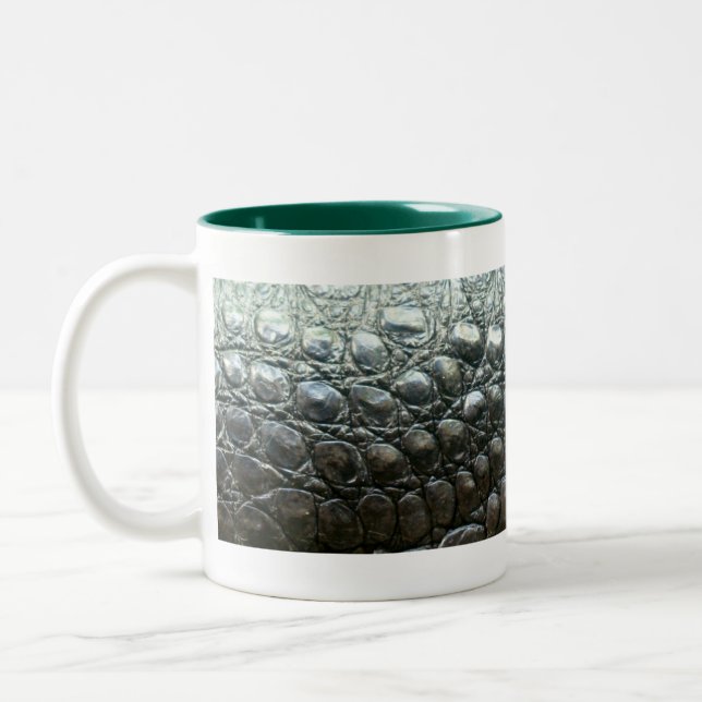 Caiman Crocodile Imitate Alligator-Skin-Design Zweifarbige Tasse (Links)