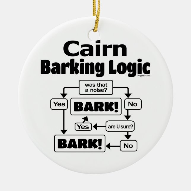 Cairn Barking Logic Keramik Ornament (Vorne)