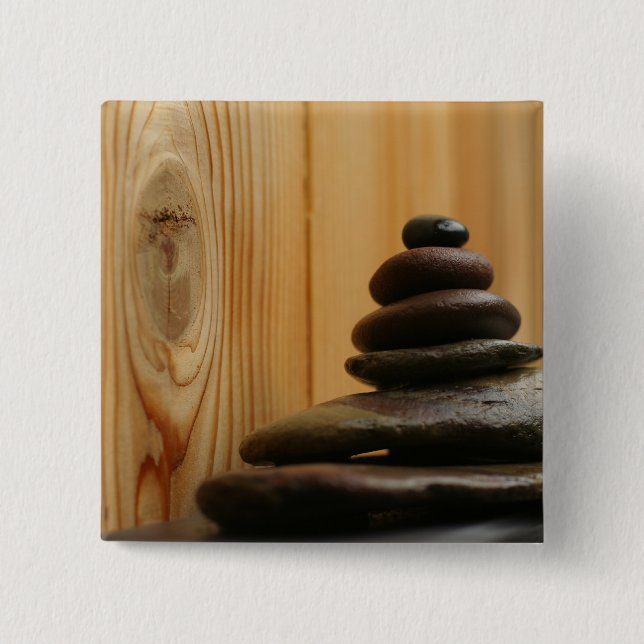 Cairn Meditation Stones und Holz Button (Vorderseite)