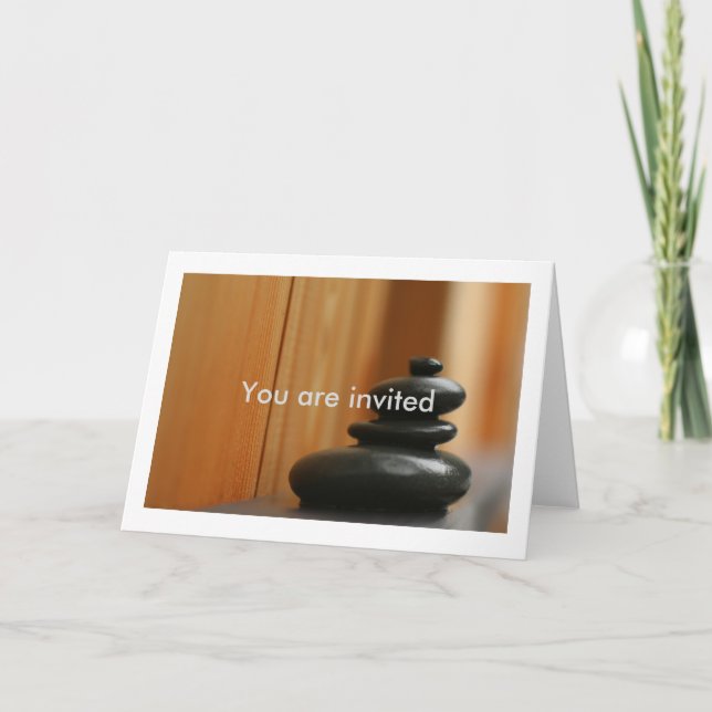 Cairn Meditation Stones und Holz Einladung (Vorderseite)