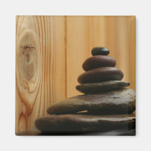 Cairn Meditation Stones und Holz Magnet