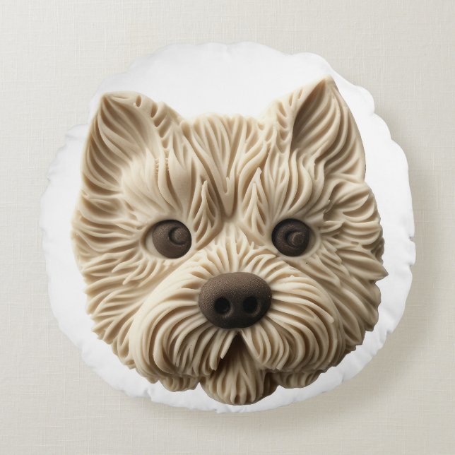 Cairn Terrier 3D Inspiriert Rundes Kissen (Vorderseite)