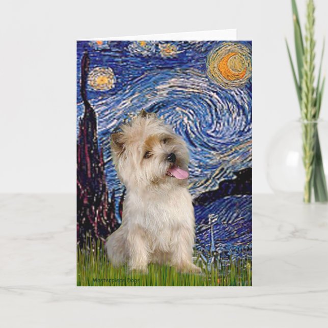 Cairn Terrier 9 - Starry Night Feiertagskarte (Vorderseite)