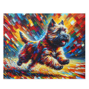 Cairn Terrier Acryl-Kunst: Brindle Cairn Puzzle