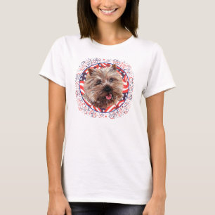 Cairn Terrier Amerikanische Flagge Feier T-Shirt