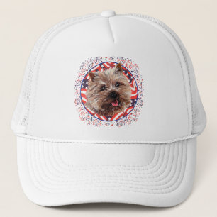 Cairn Terrier Amerikanische Flagge Feier Truckerkappe