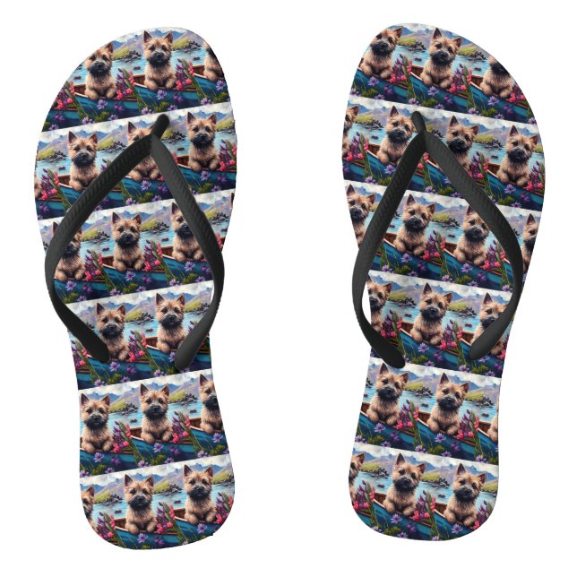 Cairn Terrier auf dem Paddle: Ein Landschaftliches Flip Flops (Fußbett)