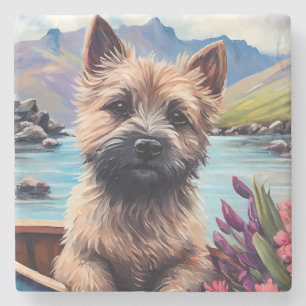 Cairn Terrier auf dem Paddle: Ein Landschaftliches Steinuntersetzer
