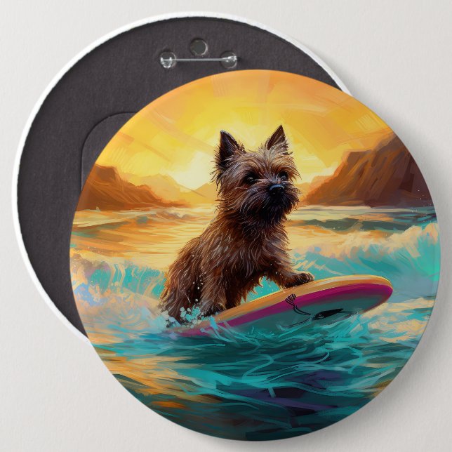 Cairn Terrier Beach Surfmalerei Button (Vorne & Hinten)