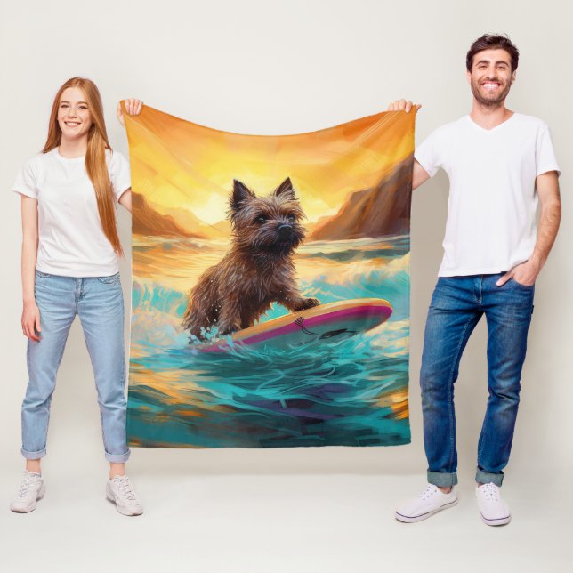 Cairn Terrier Beach Surfmalerei Fleecedecke (Beispiel)