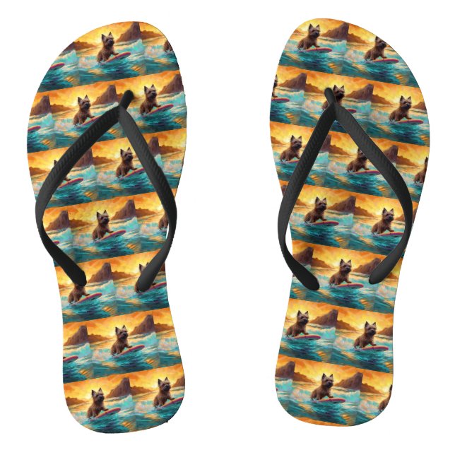 Cairn Terrier Beach Surfmalerei Flip Flops (Fußbett)