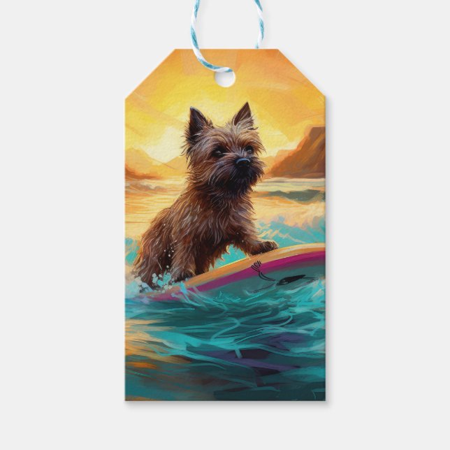 Cairn Terrier Beach Surfmalerei Geschenkanhänger (Vorderseite)
