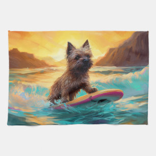 Cairn Terrier Beach Surfmalerei Geschirrtuch