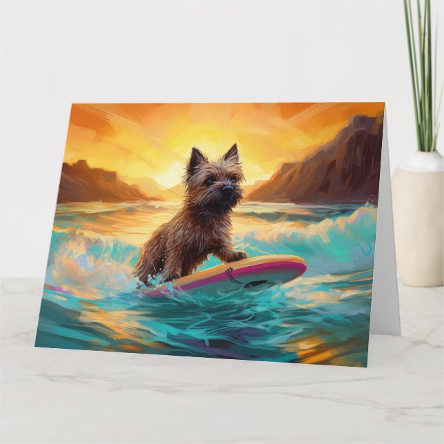Cairn Terrier Beach Surfmalerei Karte (Vorderseite)