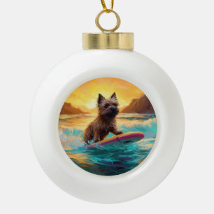 Cairn Terrier Beach Surfmalerei Keramik Kugel-Ornament